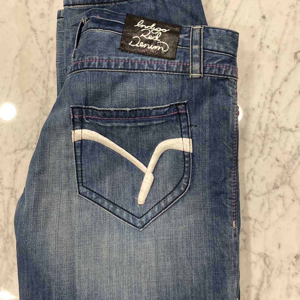 Indigo Red Premium Denim Blue Jeans Straight Leg